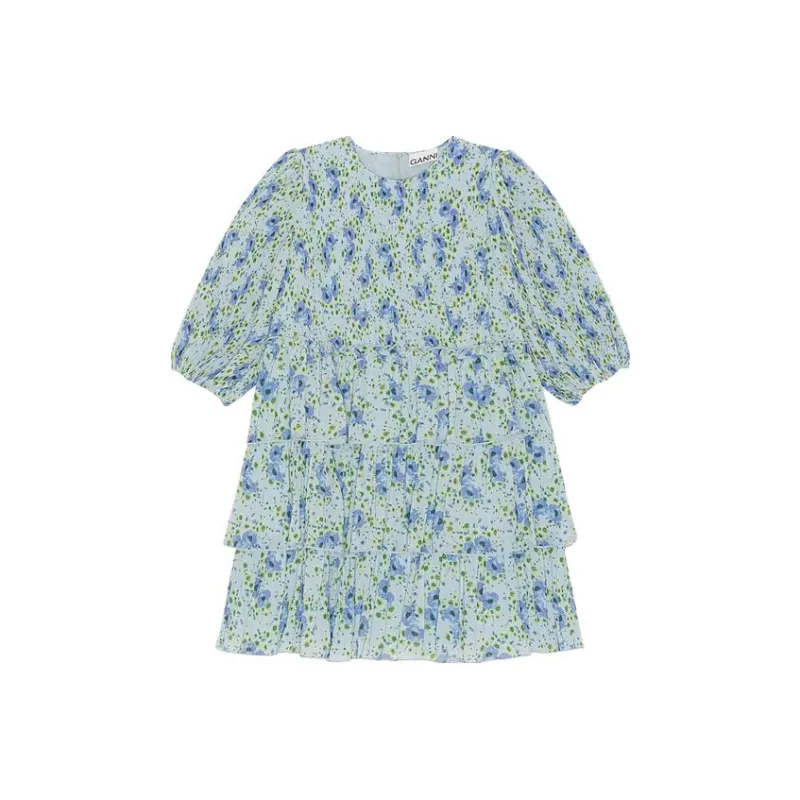GANNI Short-Sleeved Dresses Women's Ice Water-0