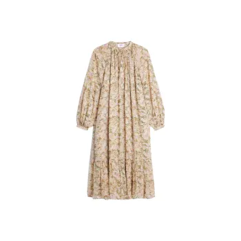 CELINE Long Sleeved Dresses Women's Beige Yellow