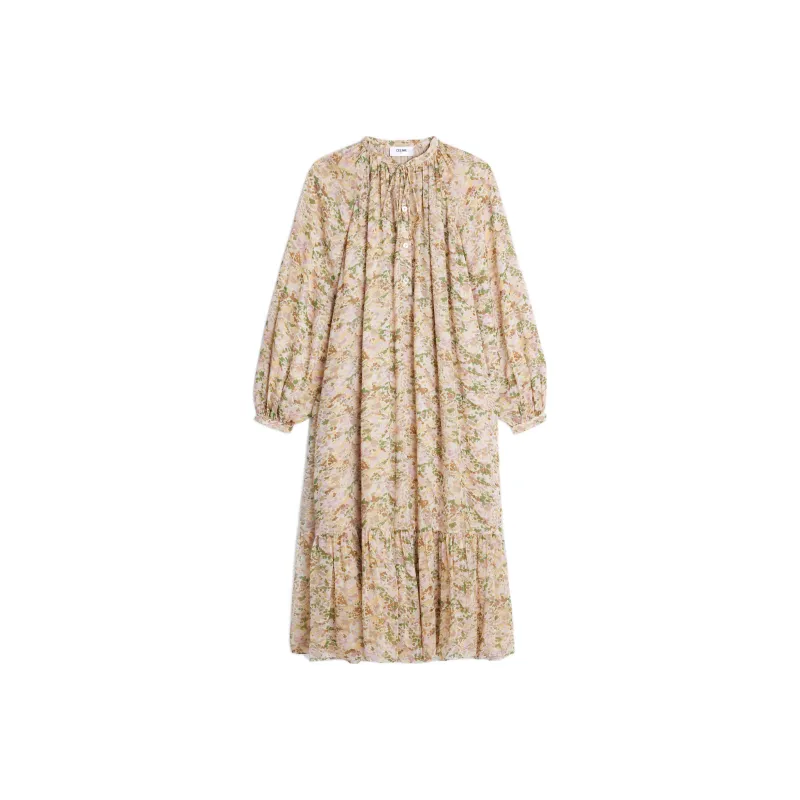 CELINE Long Sleeved Dresses Women's Beige Yellow-0