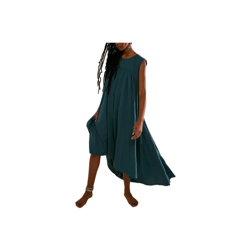FREE PEOPLE Madelyn Midi Sleeveless Dress Women's Mediterranean/Mediterranean-0