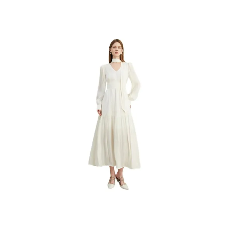 DPLAY Long Sleeved Dress Women's Creamy Apricot-0
