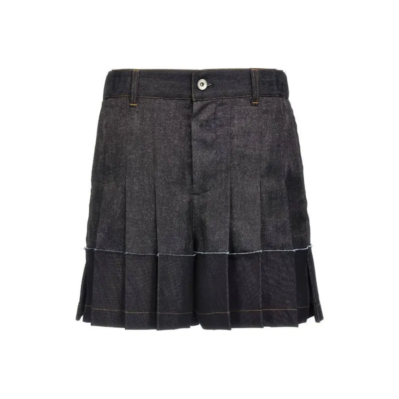 Sacai Wide Leg Flounced Shorts-0