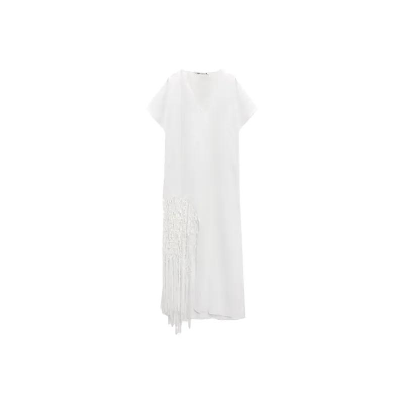 ZARA Short-Sleeved Dresses Women's White-0