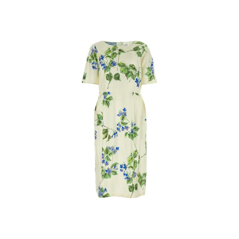 PRADA Floral Printed Short Sleeved Dress-0