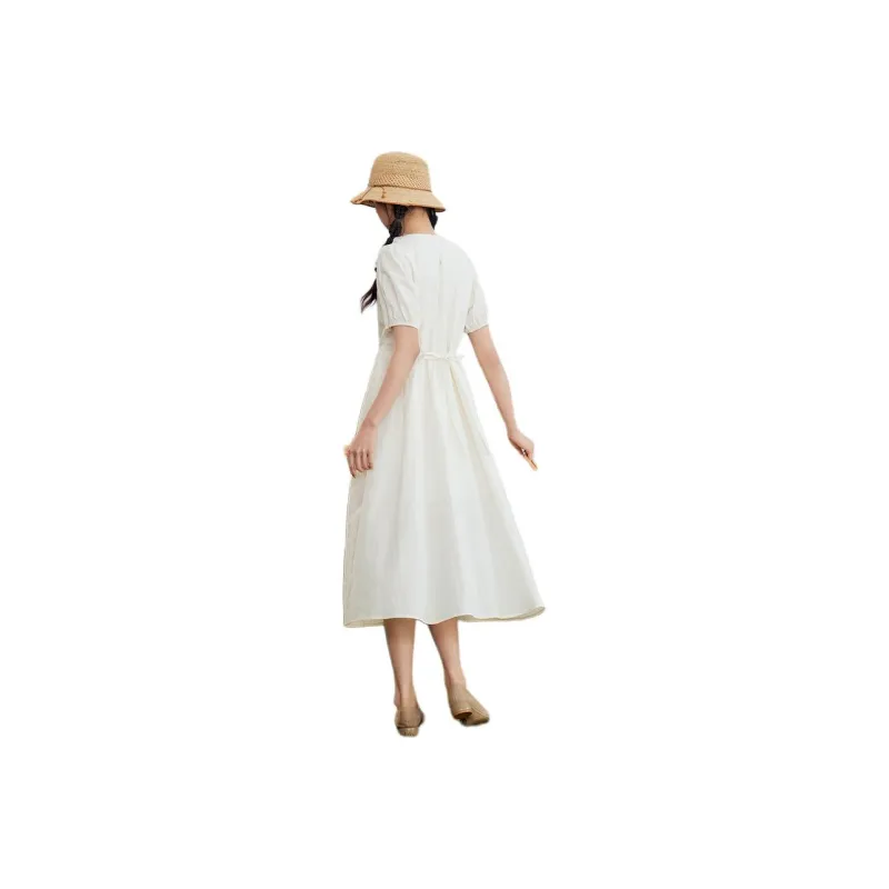 ZIHAN Short-Sleeved Dresses Women's Beige Gold-0