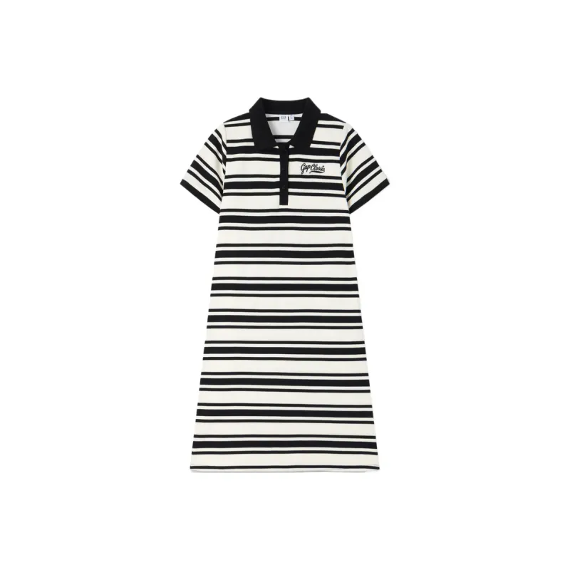 GAP Short-Sleeved Dresses Women's Black White Stripes-0