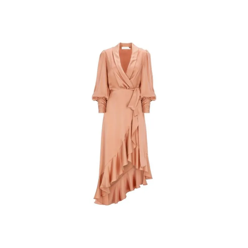 Zimmermann Asymmetric Ruffled Midi Dress-0