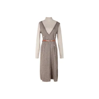 MISSSHINE Long-Sleeved Dresses Women's Light Coffee