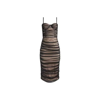 ALICE+OLIVIA Damia Ruched Bustier Midi Dress