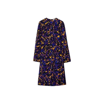 Burberry Long Sleeved Dresses Women's Thistle Flower Purple