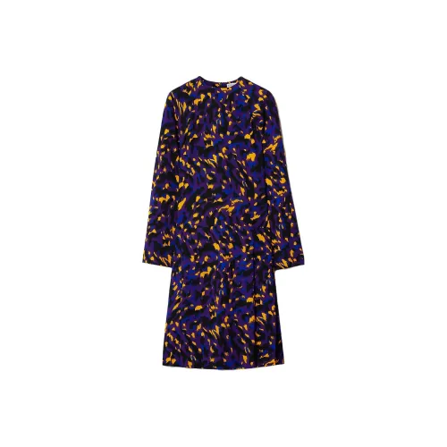 Burberry Long Sleeved Dresses Women's Thistle Flower Purple