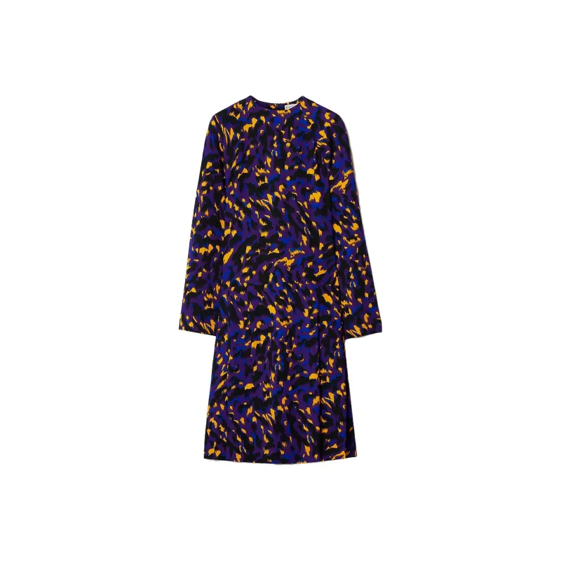 Burberry Long Sleeved Dresses Women's Thistle Flower Purple-0