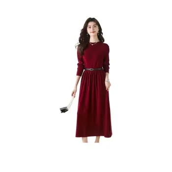 CARBAMMI Long Sleeved Dresses Women's Angora Red