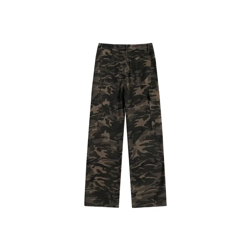 BENGEN Cargo Pants Unisex Camouflage Yellow-3