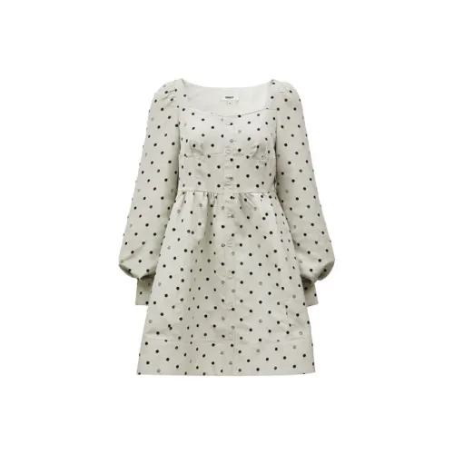 ONLY Long-Sleeved Dresses Women's Tennis Polka Dot Print On White Background