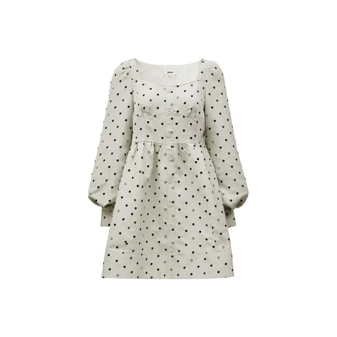 ONLY Long-Sleeved Dresses Women's Tennis Polka Dot Print On White Background-0