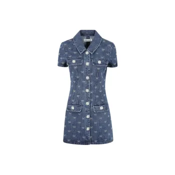 Self portrait Bow embellished Denim Mini Dress