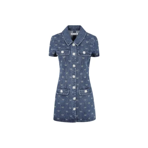 Self portrait Bow embellished Denim Mini Dress