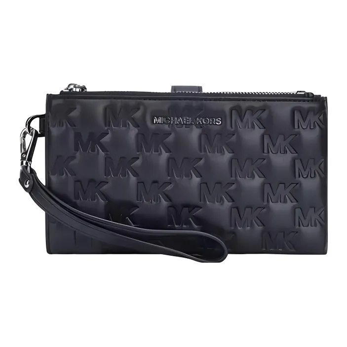MICHAEL KORS Cow Leather Wrist Bags Clutches Wallets Women's Black-0