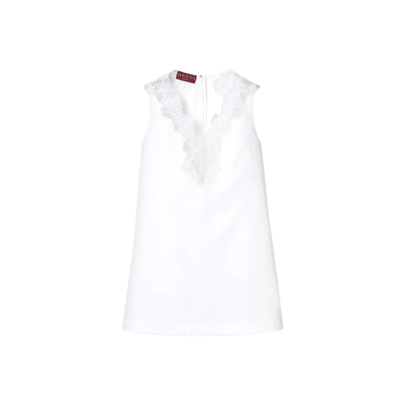 GUCCI Sleeveless Dress Women's White-0