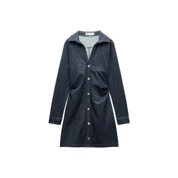 ZARA Long-Sleeved Dresses Women's Dark Blue