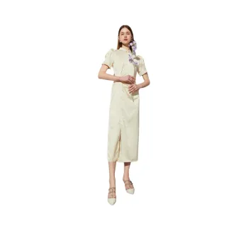 DPLAY Short Sleeved Dress Women's Monthly Floating Creamy