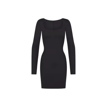 SKIMS BODY LONG SLEEVE MINI DRESS Long Sleeved Dresses Women's ONYX/Onyx