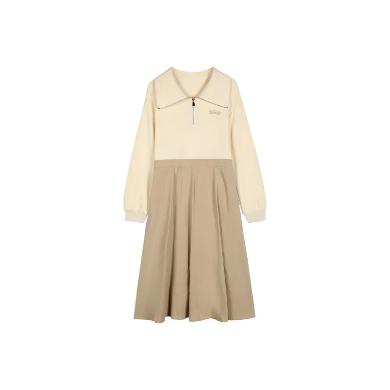 Coolhut Long Sleeved Dress Women's Khaki-0