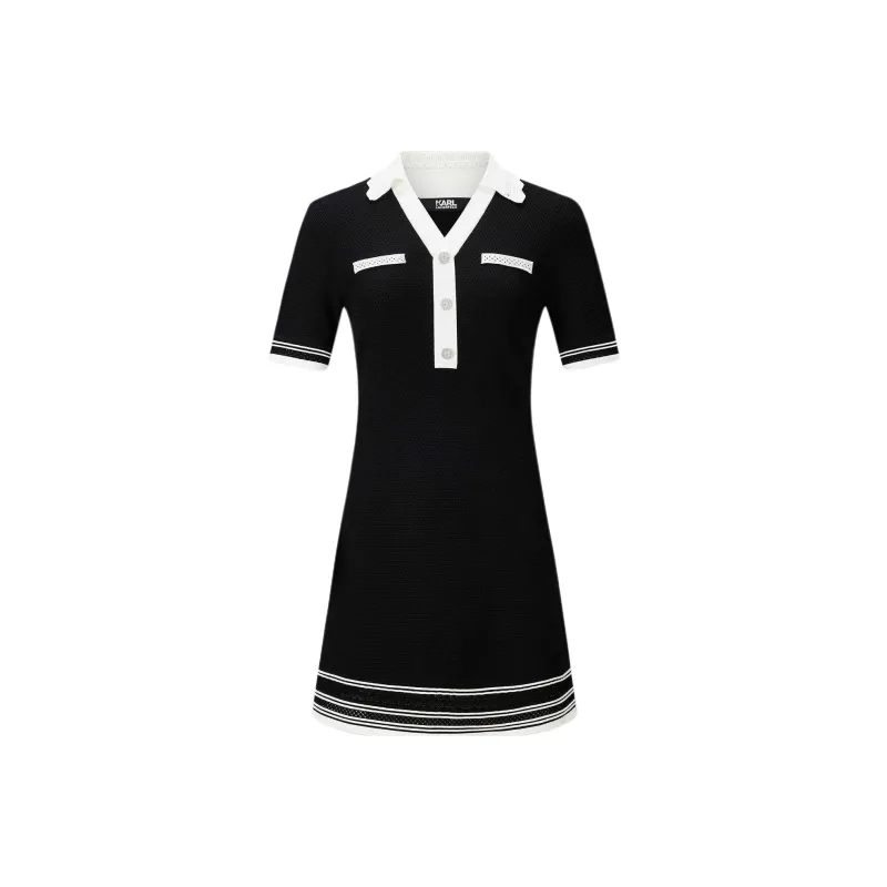 KARL LAGERFELD SS25 Short Sleeved Dress Women's Black-0