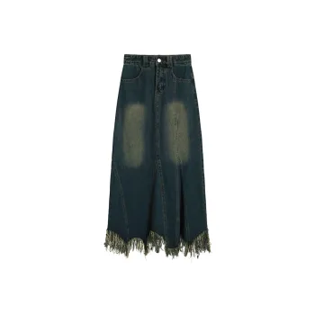 DOKZB Denim Long Skirts Women's Blue