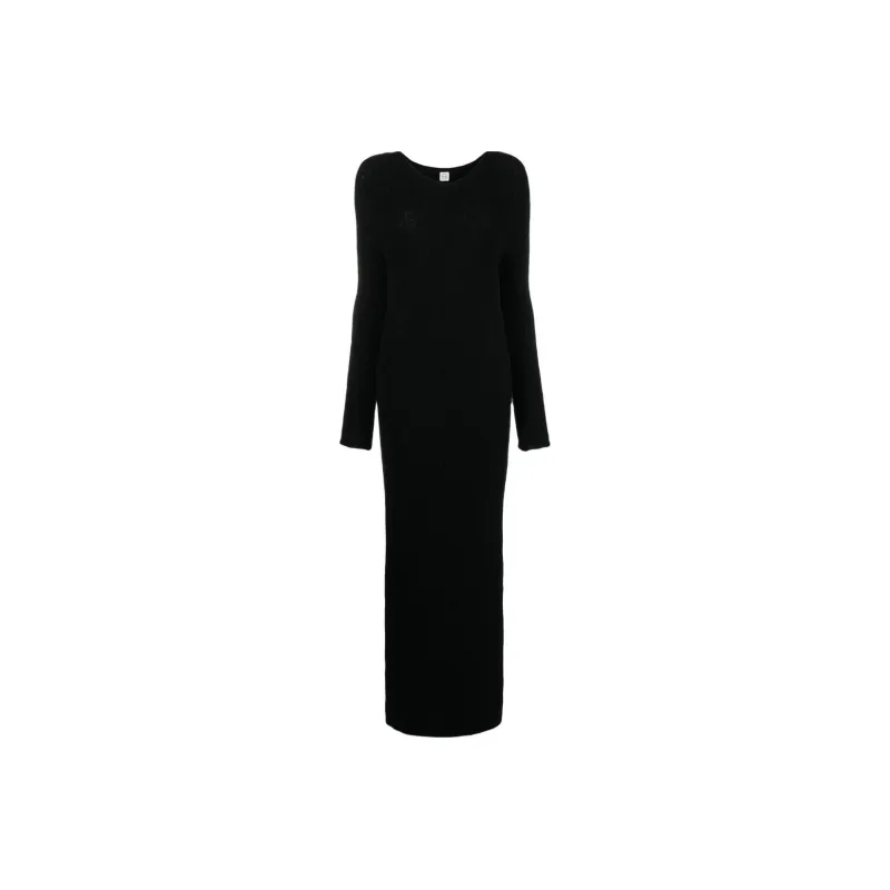 TOTEME V-Neck Ribbed-Knit Maxi Dress-0