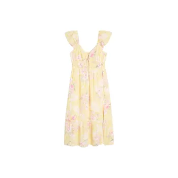 Hollister Short Sleeved Dress Women's Cream Yellow