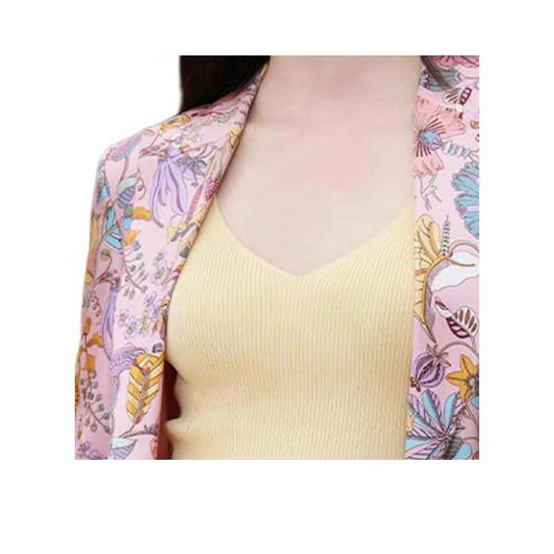 BESIONIA SS25 Business Suit Coat Women's Pink Floral-5