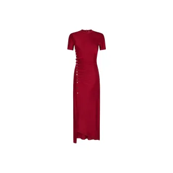 Paco Rabanne Gathered Jersey Crewneck Maxi Dress