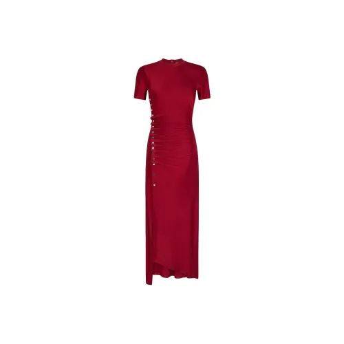 Paco Rabanne Gathered Jersey Crewneck Maxi Dress