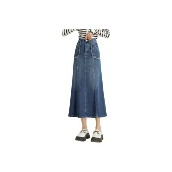 HIPPIEMISS Denim Long Skirts Women's Vintage Blue