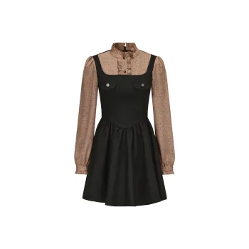 CHIWAWAMEME Long Sleeved Dresses Women's Milkwood Polka Dot & Black