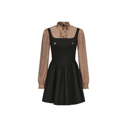 CHIWAWAMEME Long-Sleeved Dresses Women's Milkwood Polka Dot & Black