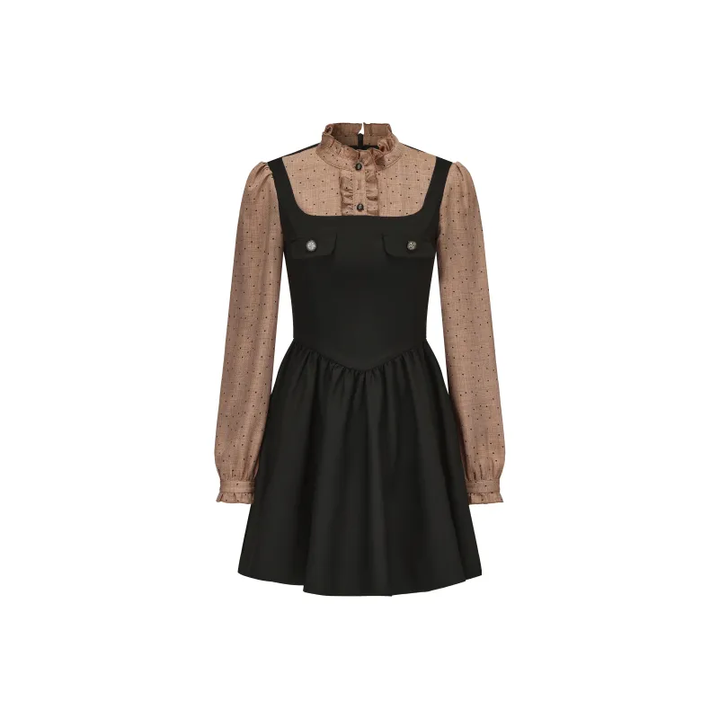 CHIWAWAMEME Long-Sleeved Dresses Women's Milkwood Polka Dot & Black-0