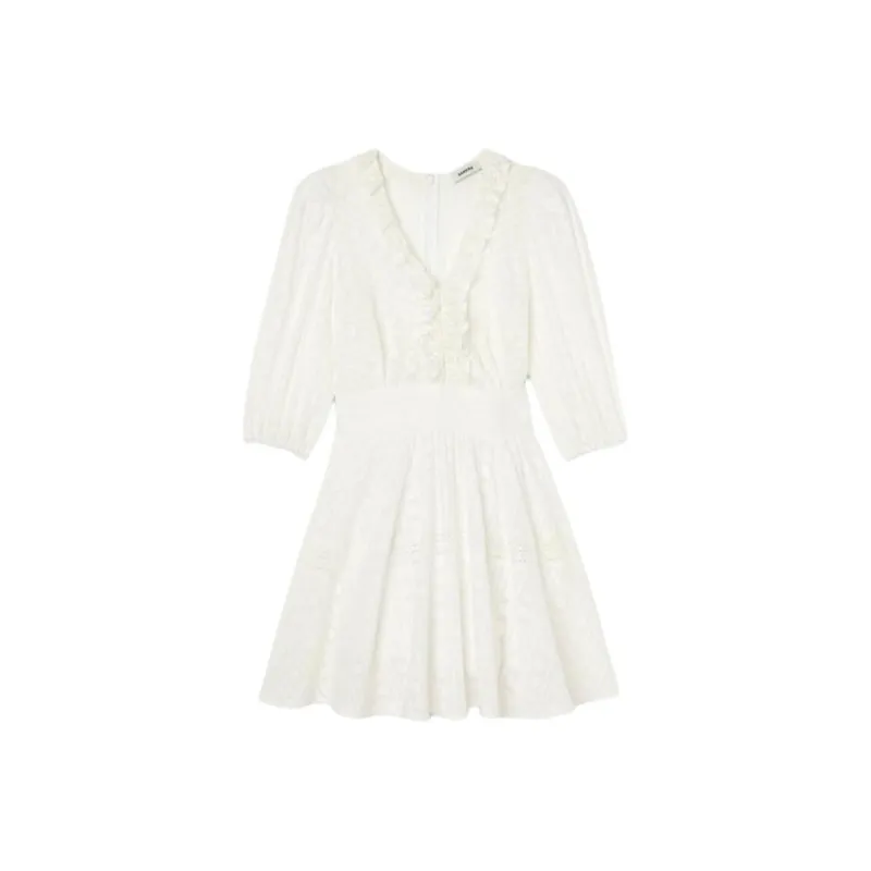 Sandro Short Sleeved Dress Women's Light Umber-0