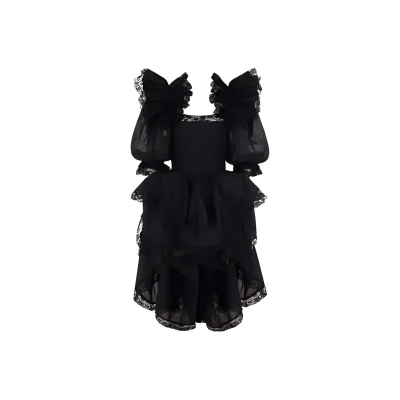 Selkie Short Sleeved Dresses Women's Black-0