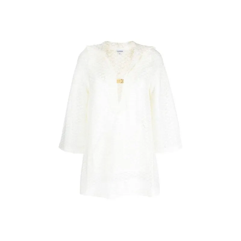 GANNI Long-Sleeved Dresses Women's White-0