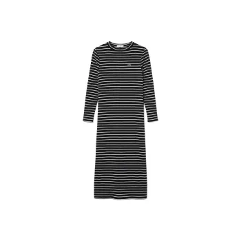 LACOSTE Long Sleeved Dresses Women's Black White Stripes
