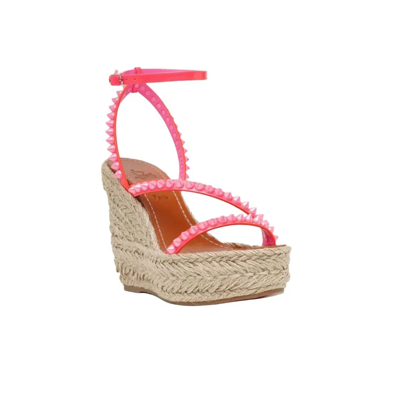 CL LUBOTING Mafaldina Zeppa One Strap Sandals 12cm Women's Pink-2