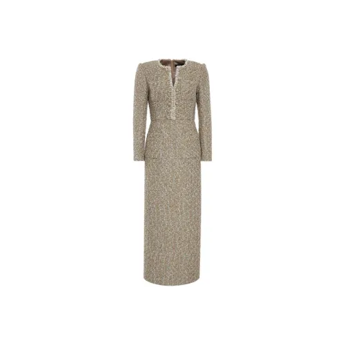 BESIONIA FW24 Long Sleeved Dresses Women's Gold