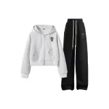 White Heather Gray (Four-Leaf Clover Chest Logo)+Black (Four-Leaf Clover Pants Logo)