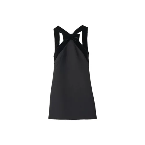 MIU MIU Grain De Poudre Mini-Dress Sleeveless Dress Women's Black