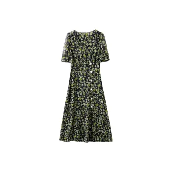 PIERRE CARDIN Short Sleeved Dresses Women's Green Floral