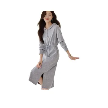 Mo Han Yi Mei Long Sleeved Dresses Women's Light Gray