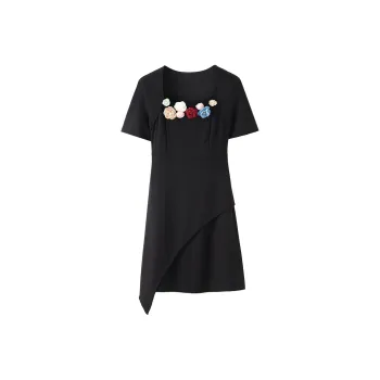 PAIN OR PLEASURE Summer Short Sleeved Dresses Women's Black